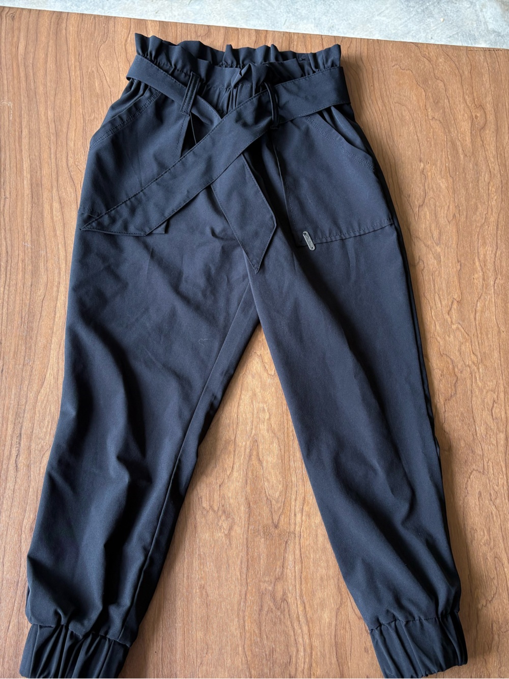 Justice Black Paperbag Waist Tie Jogger Pants